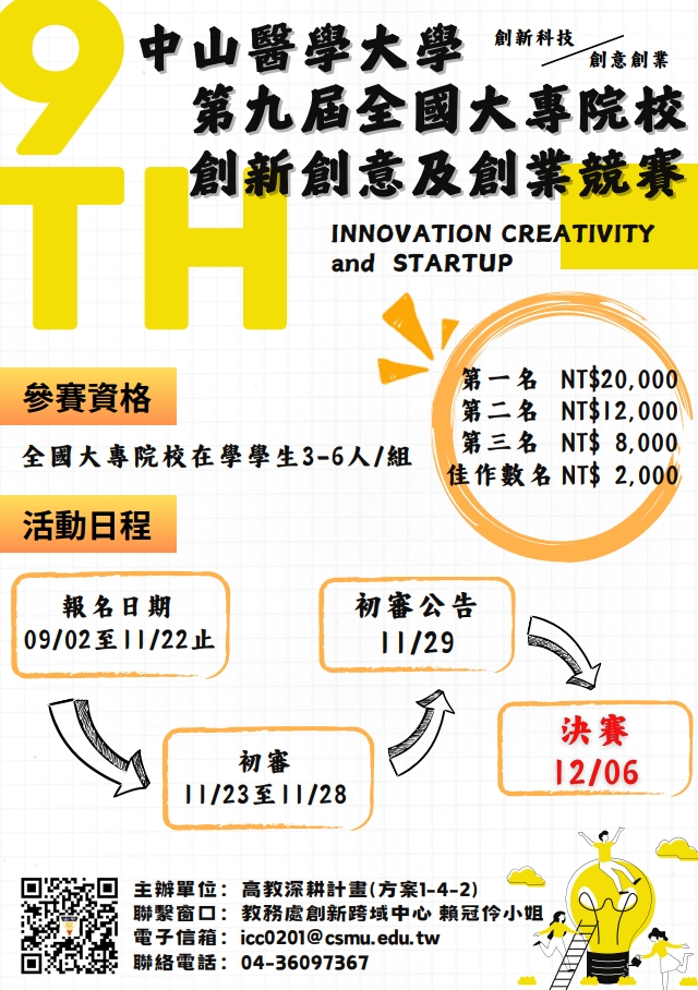 中山醫學大學第九屆「全國大專院校創新、創意及創業競賽」